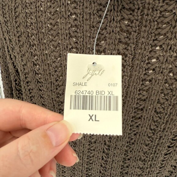 VTG J.Jill Sz XL Loose Open Knit Long Sleeve Cotton Pullover Sweater Shale NWT - Picture 7 of 16